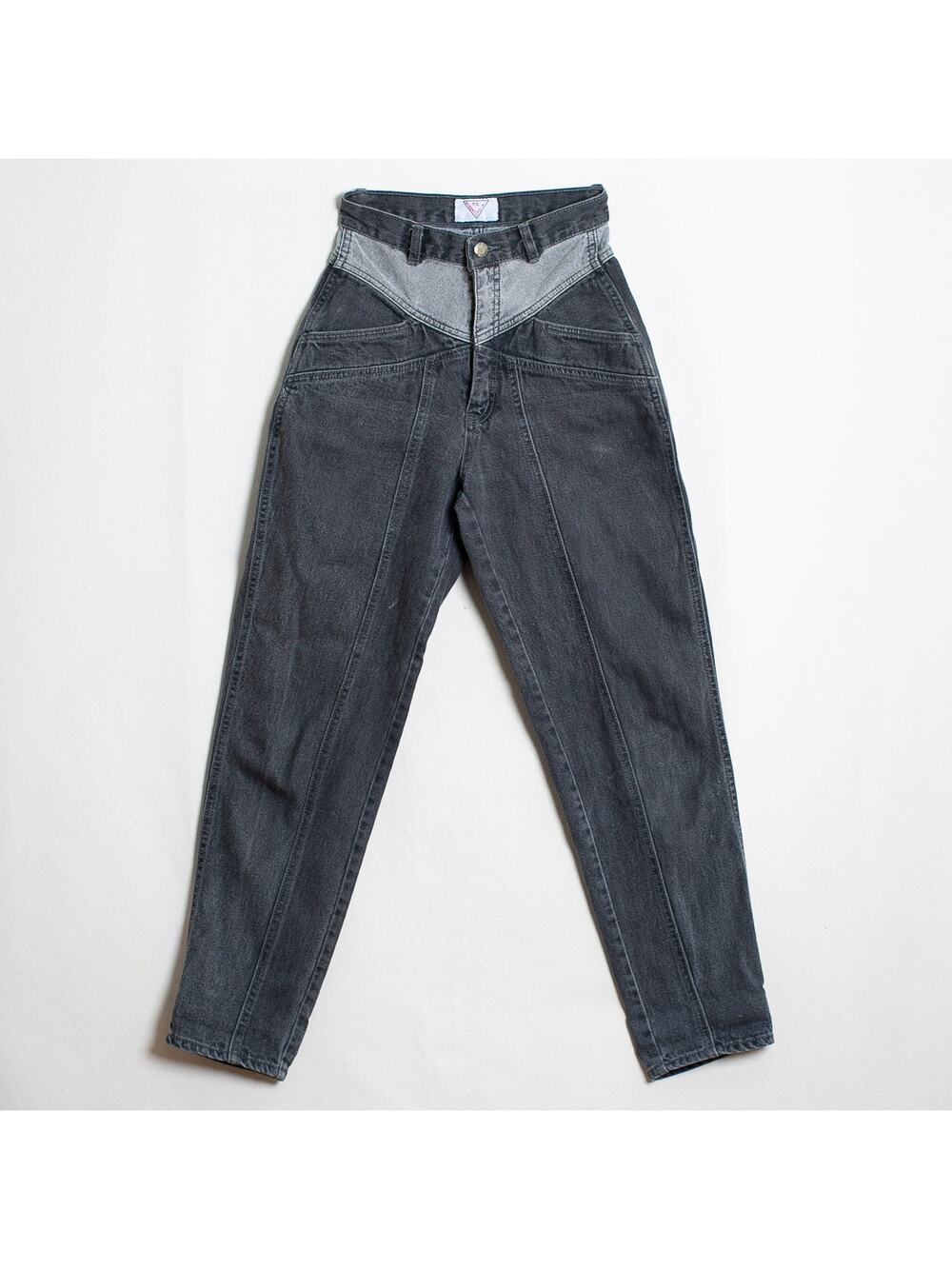 Vintage 80s Roberto Orsini High Waist Two-Tone Denim Jeans Dark Gray Size XS 24